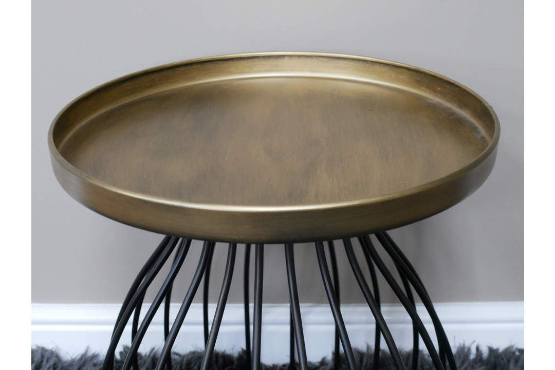Black and Gold Metal Side Table Modern Accent End Table