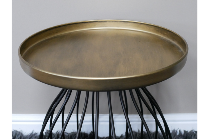 Black and Gold Metal Side Table Modern Accent End Table