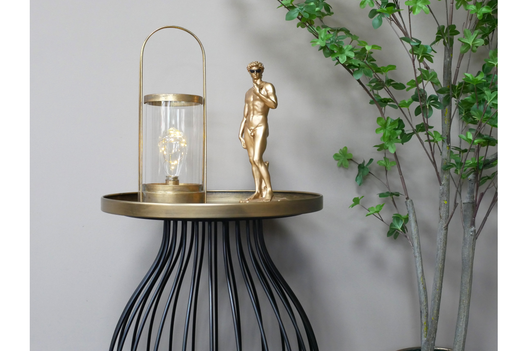 Black and Gold Metal Side Table Modern Accent End Table