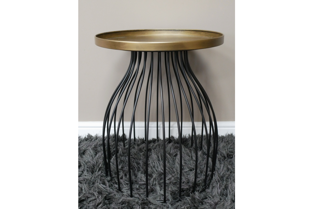 Black and Gold Metal Side Table Modern Accent End Table
