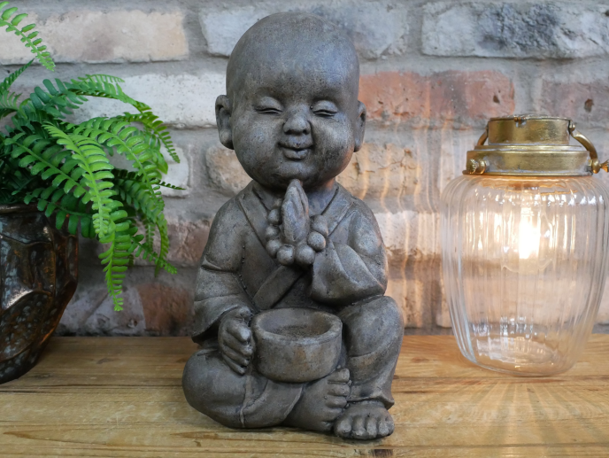 Sitting Small Buddha Tealight Holder Resin–Decorative Candle Holder for Home & Office
