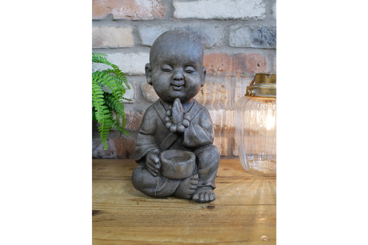 Sitting Small Buddha Tealight Holder Resin–Decorative Candle Holder for Home & Office