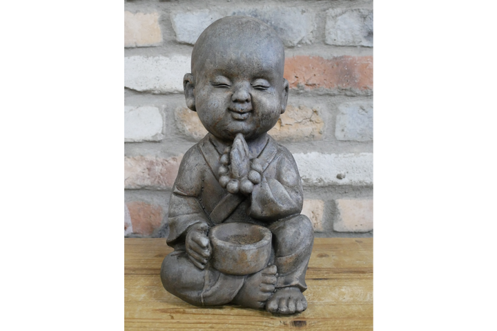 Sitting Small Buddha Tealight Holder Resin–Decorative Candle Holder for Home & Office