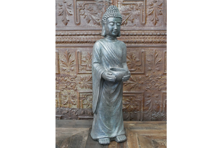 Large Standing Buddha Candle Holder Statue – MGO Meditation Home Décor Statement Sculpture