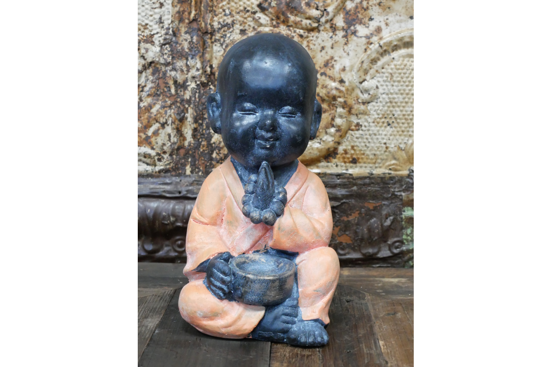 Sitting Small Buddha Tealight Holder Resin–Decorative Candle Holder for Home & Office