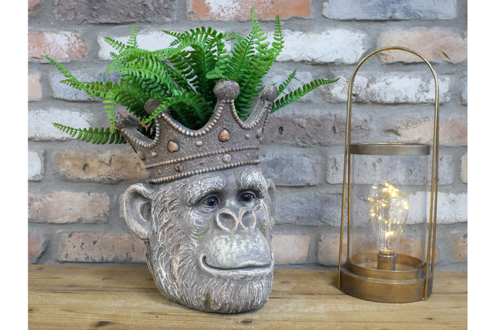 Lion & Monkey Head Resin Planter –  Decorative Plant Pot | Indoor Outdoor Statement Planter