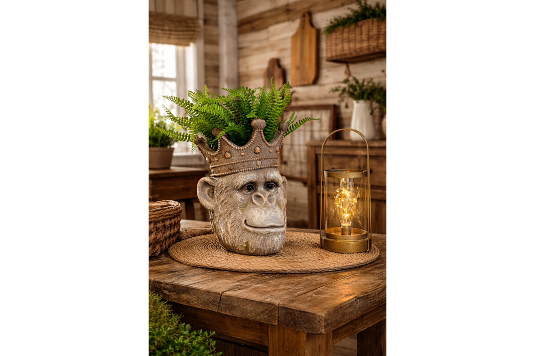 Lion & Monkey Head Resin Planter –  Decorative Plant Pot | Indoor Outdoor Statement Planter