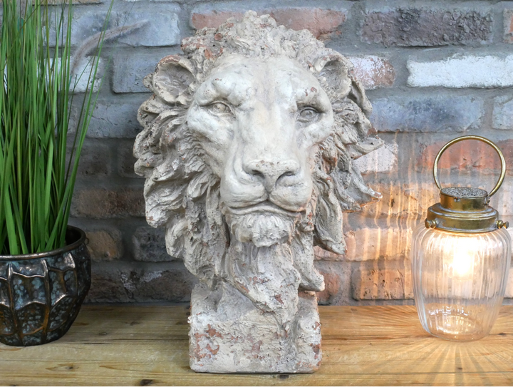 Lion Head Wall Art Sculpture – Realistic Animal Decor for Home & Garden