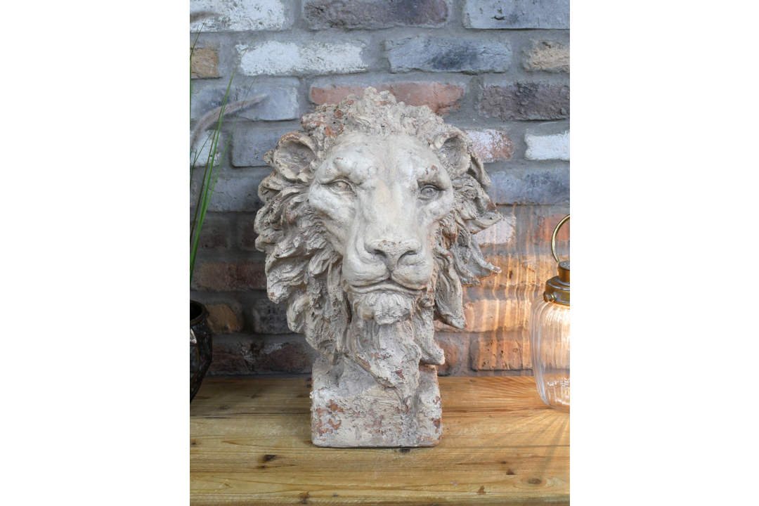 Lion Head Wall Art Sculpture – Realistic Animal Decor for Home & Garden