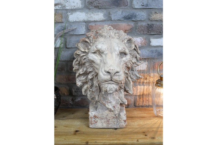 Lion Head Wall Art Sculpture – Realistic Animal Decor for Home & Garden