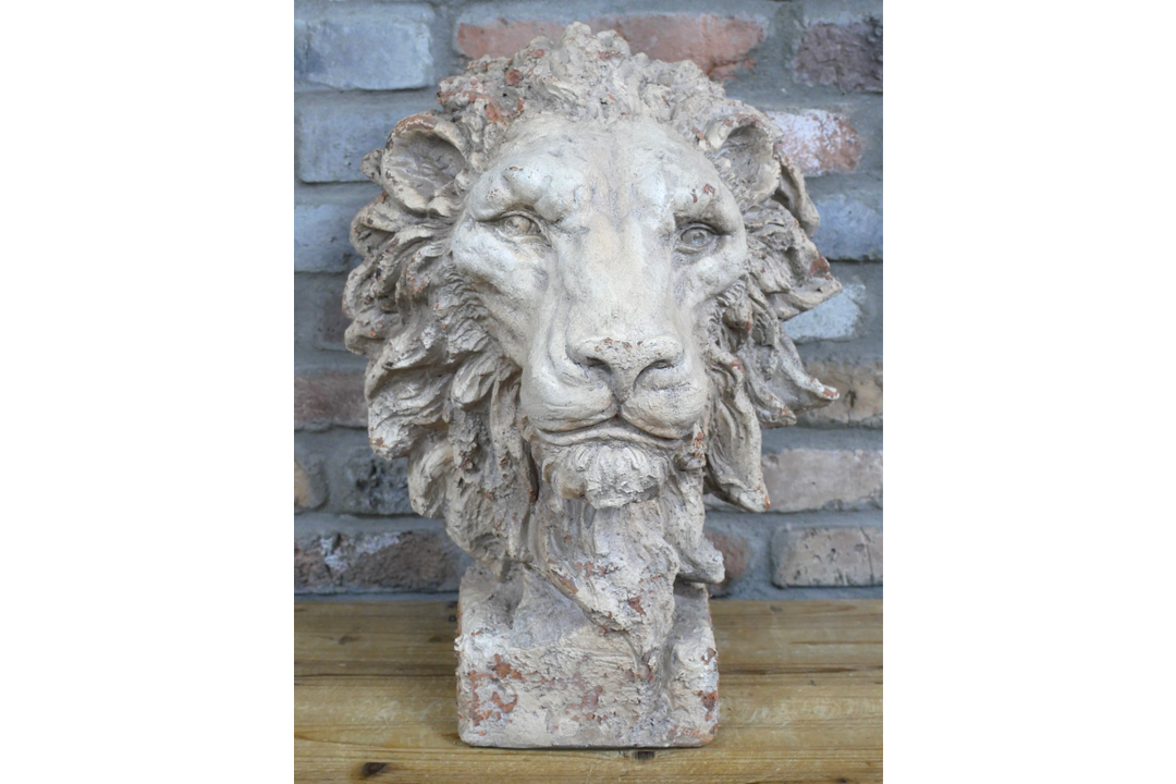 Lion Head Wall Art Sculpture – Realistic Animal Decor for Home & Garden