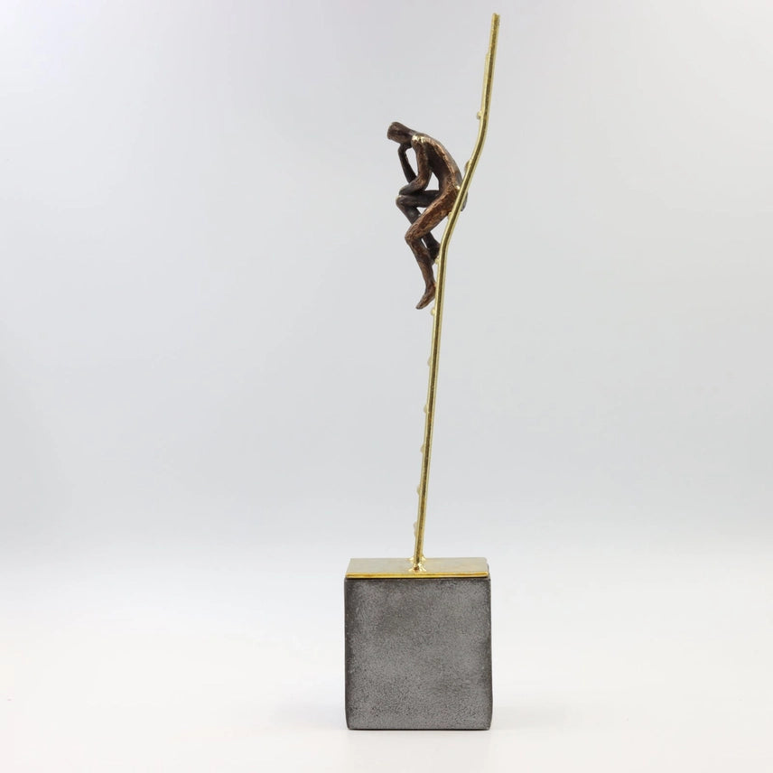 Thinking Man on Gold Ladder Polyresin Hand-Painted Decorative Ornament