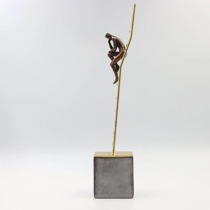 Thinking Man on Gold Ladder Polyresin Hand-Painted Decorative Ornament