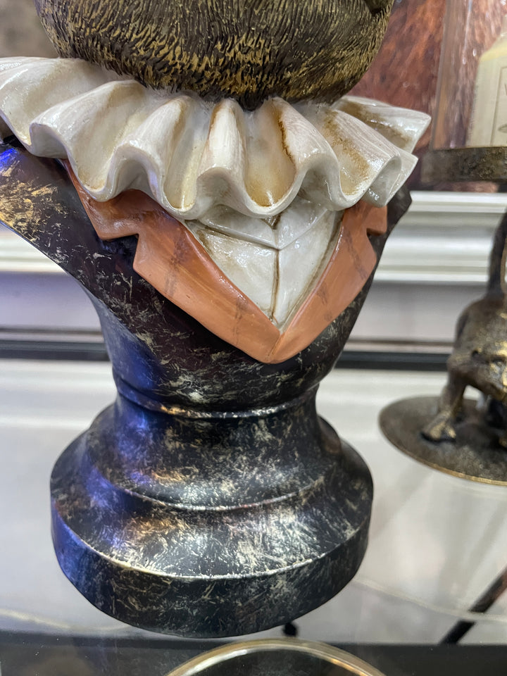 Gold Rabbit bust ornament with ruffled collar