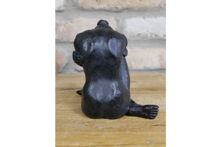 Sitting Man & Woman Black Resin Figurine Modern Home Decor Ornament
