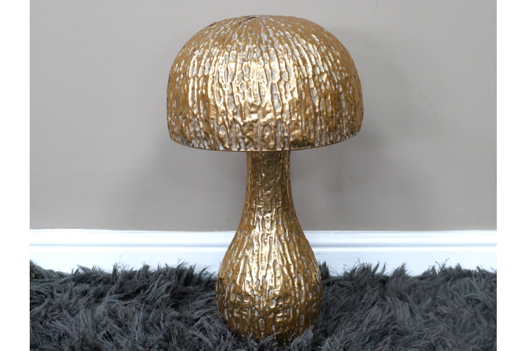 Gold Metal Mushroom Statue Ornamental Home Décor ornate free standing Sculpture