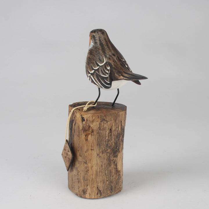 Hand-Carved & Hand-Painted Wooden Robin on Stump by Archipelago Decorative Figure