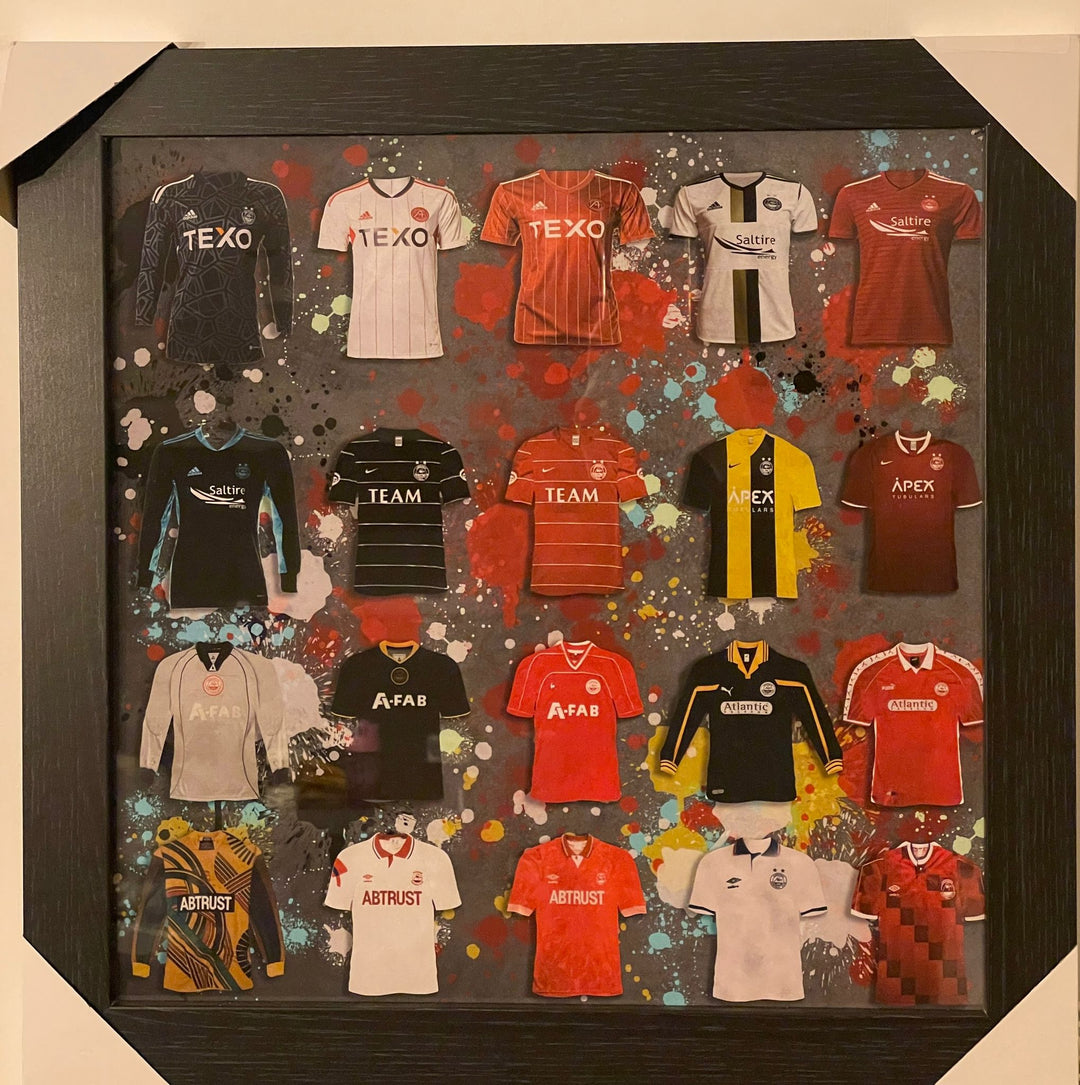 Aberdeen FC FootBall Black frame Team miniature T-shirts stripe wall picture fitment