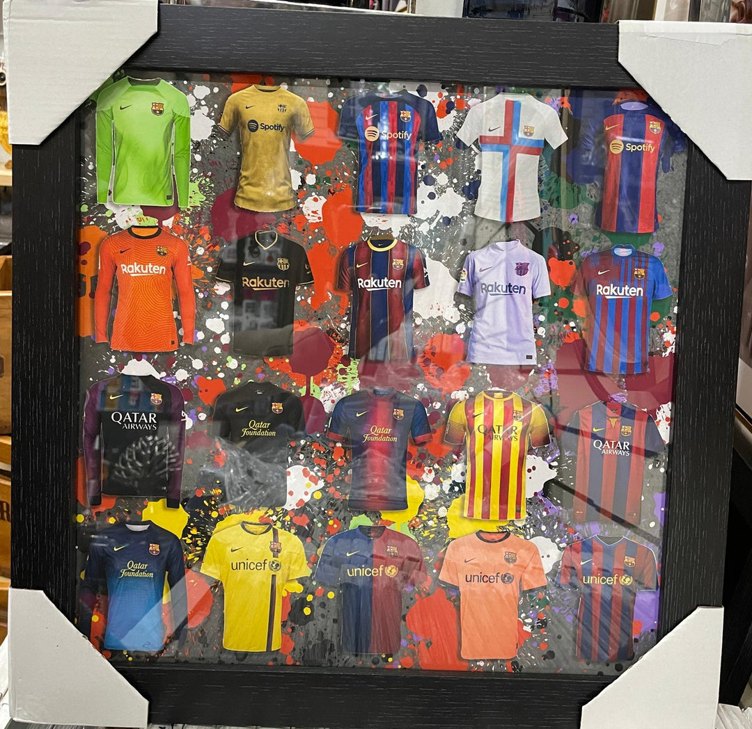 Black frame FC Barcelona Team miniature T-shirts stripe wall picture fitment