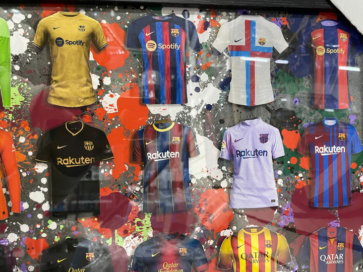 Black frame FC Barcelona Team miniature T-shirts stripe wall picture fitment