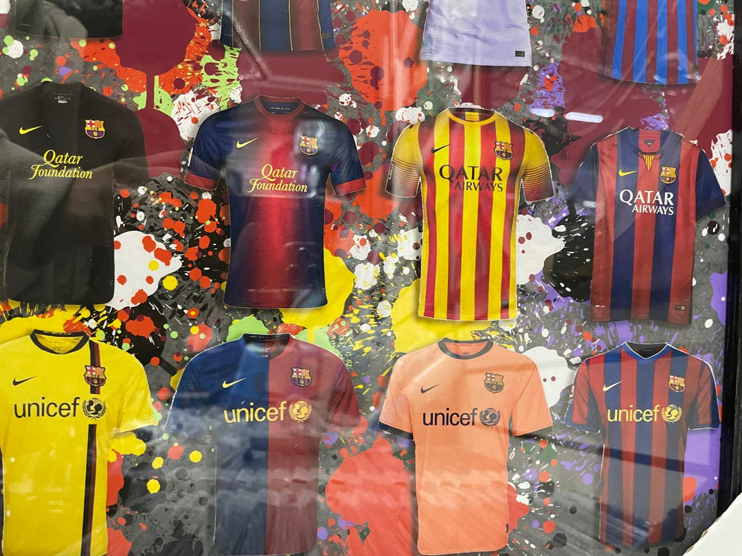 Black frame FC Barcelona Team miniature T-shirts stripe wall picture fitment