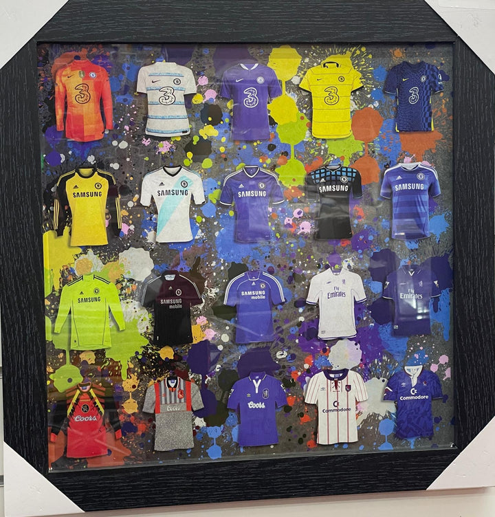Black frame Blue & white FC Team shirts stripe  pictures & other famous teams