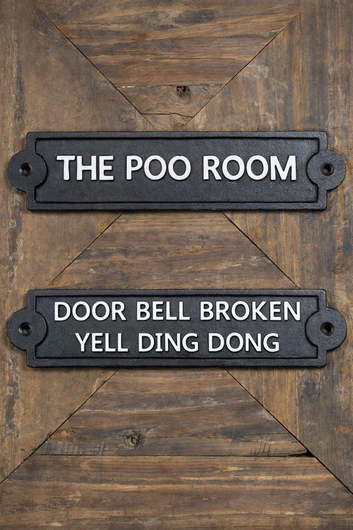 Funny Wall Signs – The Poo Room & Yell Ding Dong Decorative Signs