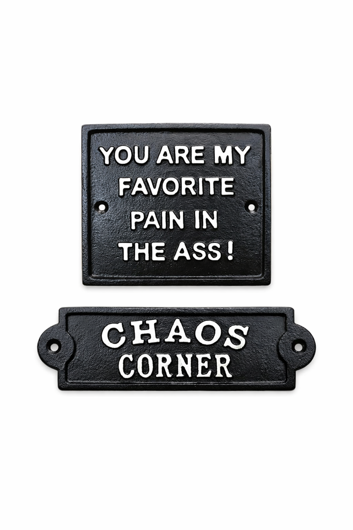 Fun & Sarcastic Wall Signs – Chaos Corner, Pain in the Ass & Make This Shit Up