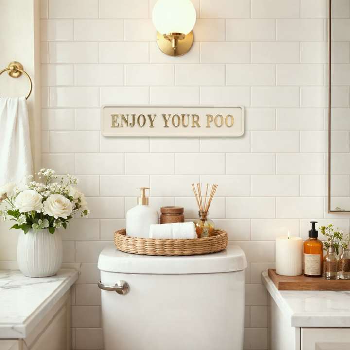 Enjoy Your Poo - Signature Foil Sign in Light Cream & Gold