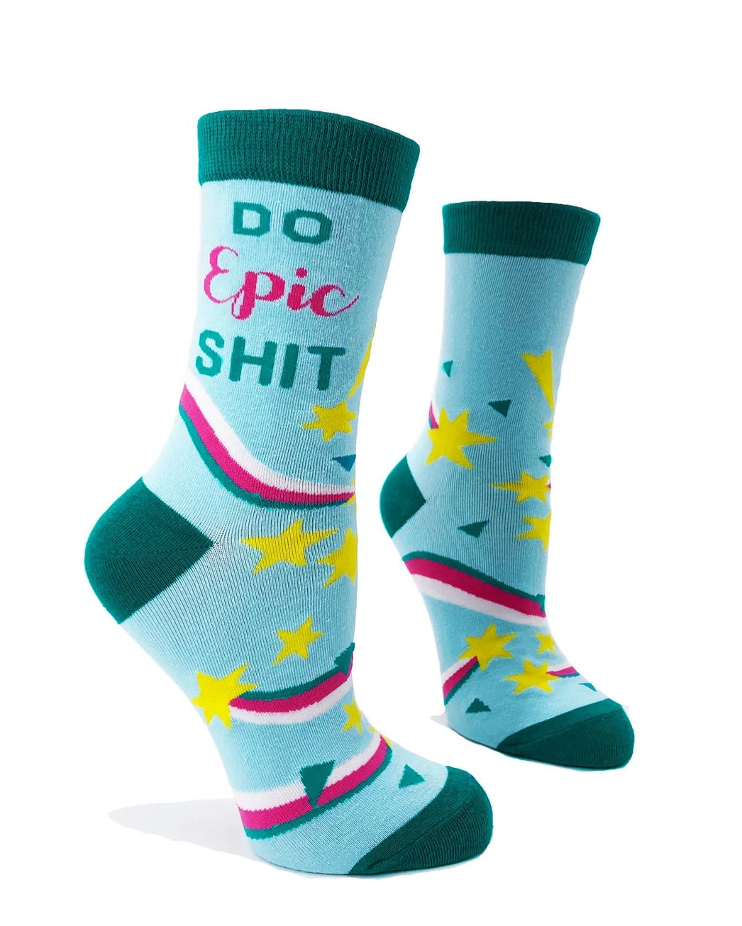 Blue & pink-funny cheeky novelty crew socks for women size 5-10 rude/humuor
