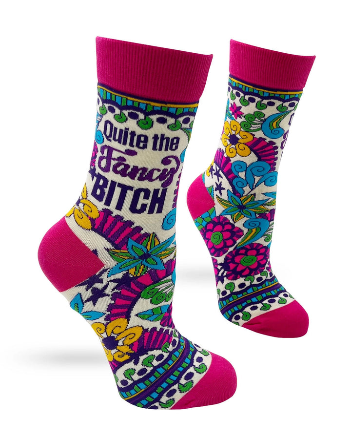 Blue & pink-funny cheeky novelty crew socks for women size 5-10 rude/humuor