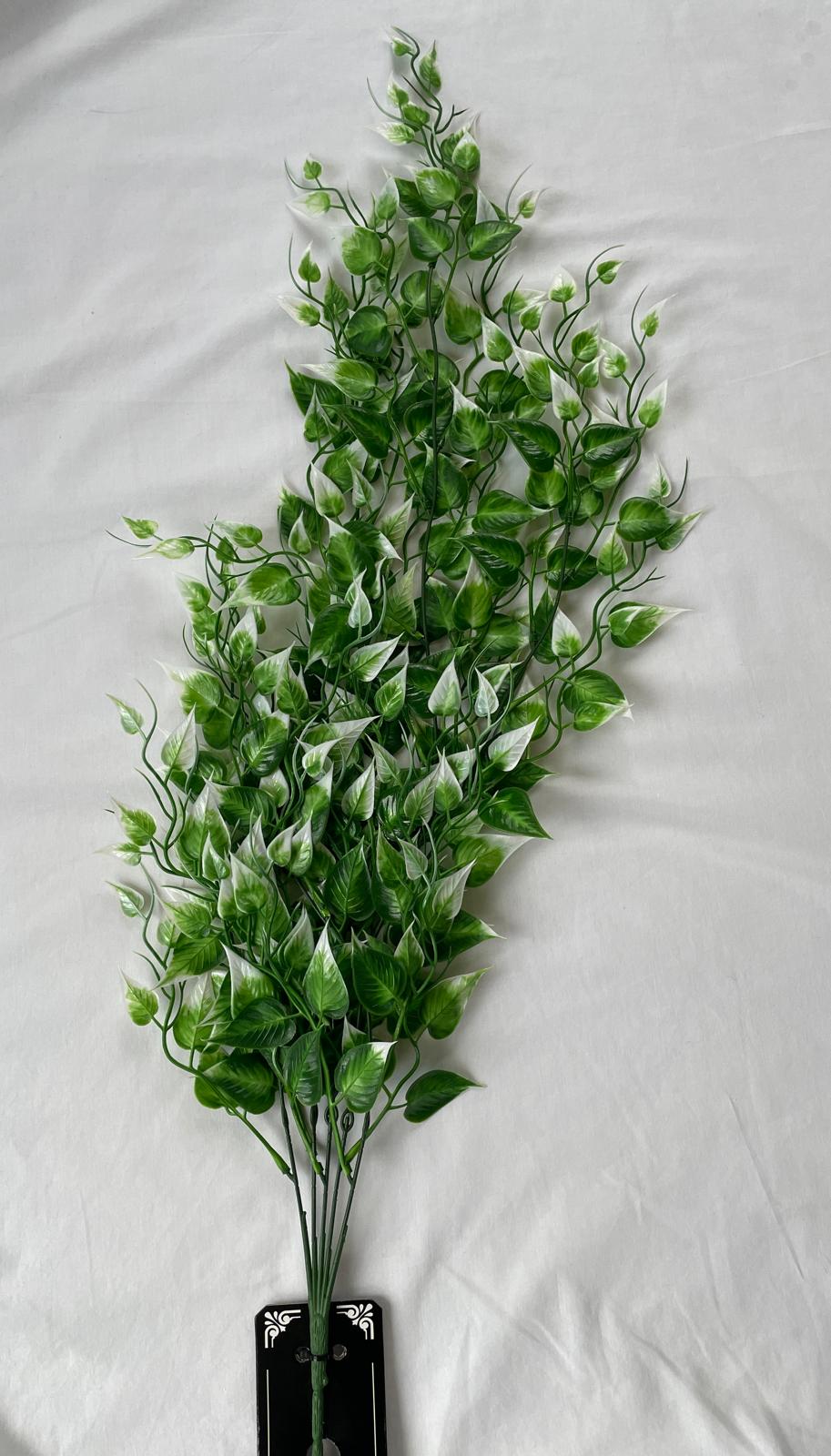 Green & White Leaf over hanging Stem Artificial Plant Decorative Home Decor Foliage