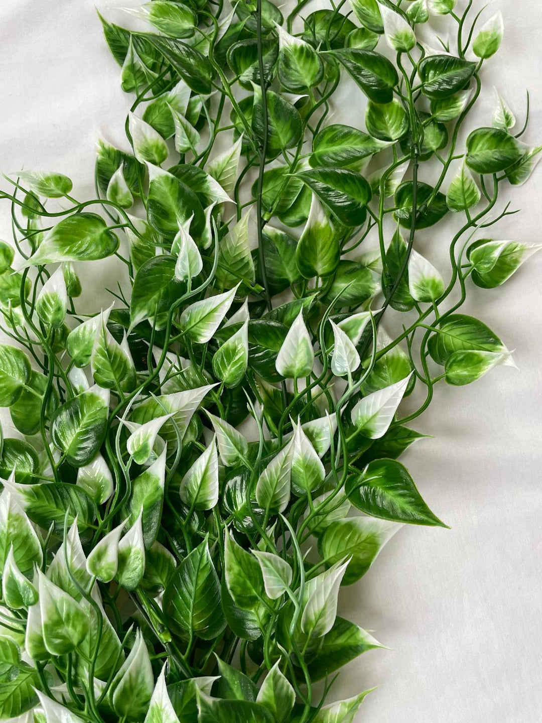 Green & White Leaf over hanging Stem Artificial Plant Decorative Home Decor Foliage