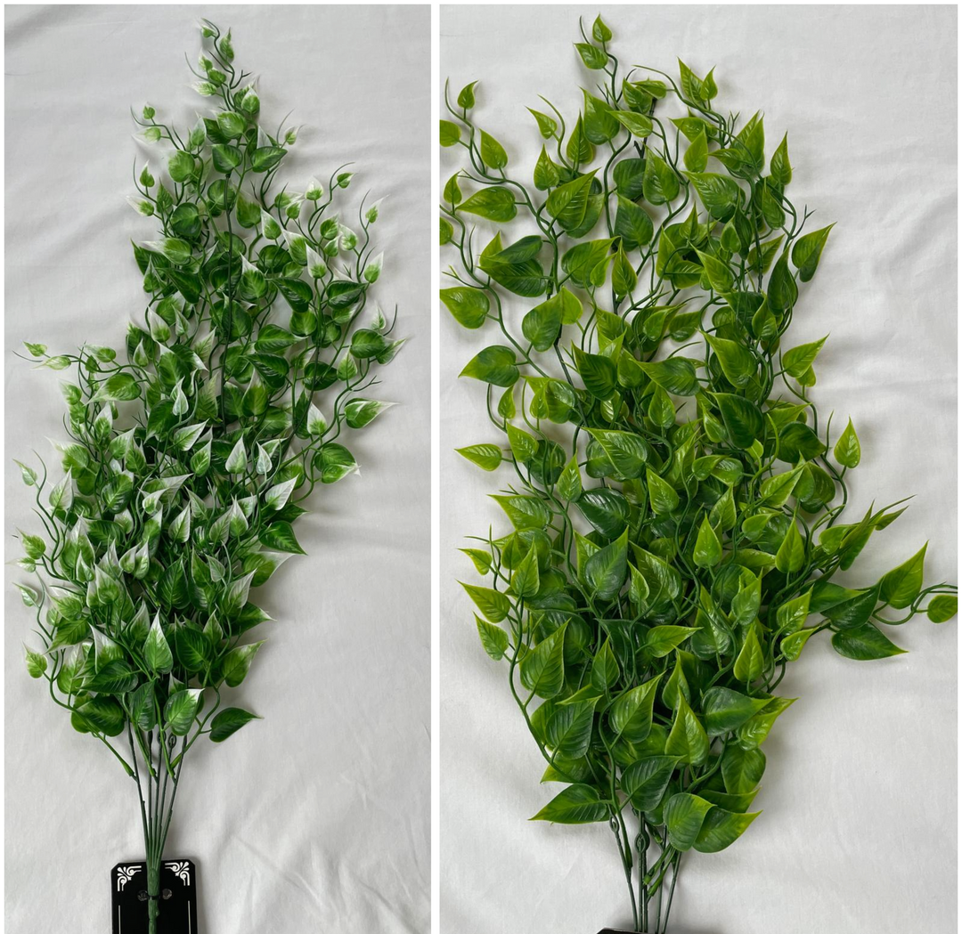 Green & White Leaf over hanging Stem Artificial Plant Decorative Home Decor Foliage