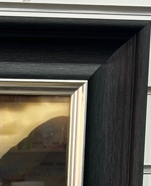 Highland Cow in pond of Water Wall Art Black & Silver alpha Frame Picture Decor