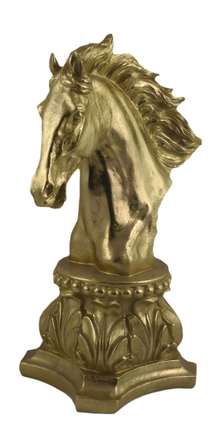 Gold Horse Head Bust | Resin Sculpture Ornament | Elegant Home Décor Statement Piece