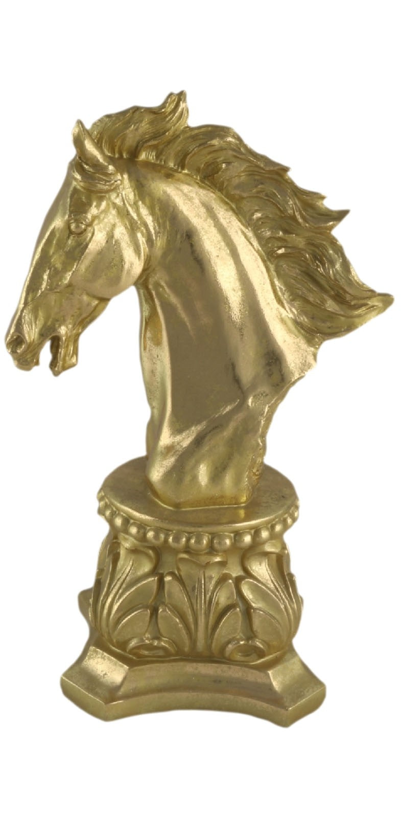 Gold Horse Head Bust | Resin Sculpture Ornament | Elegant Home Décor Statement Piece