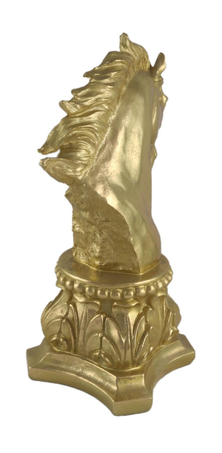 Gold Horse Head Bust | Resin Sculpture Ornament | Elegant Home Décor Statement Piece