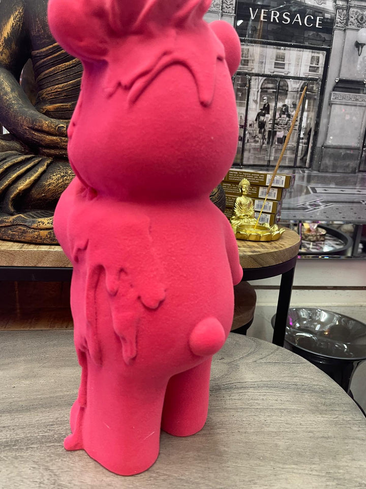 Hot Pink Bear resin ice cream cone standing decorative ornament