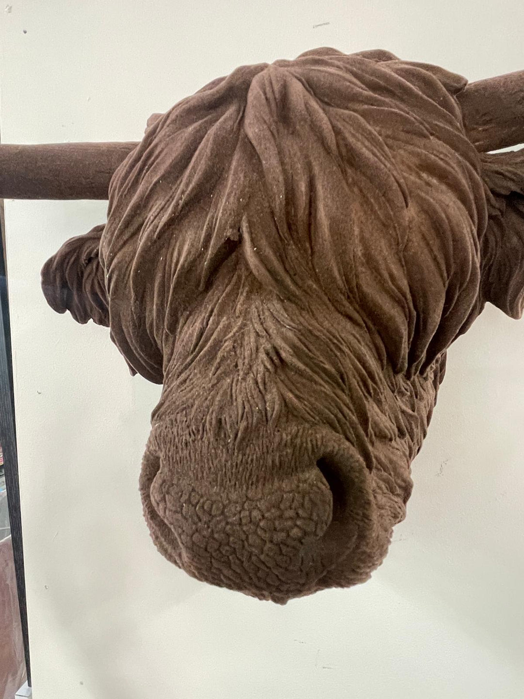 Scottish Highland Cow brown velvet head wall mounted ornament