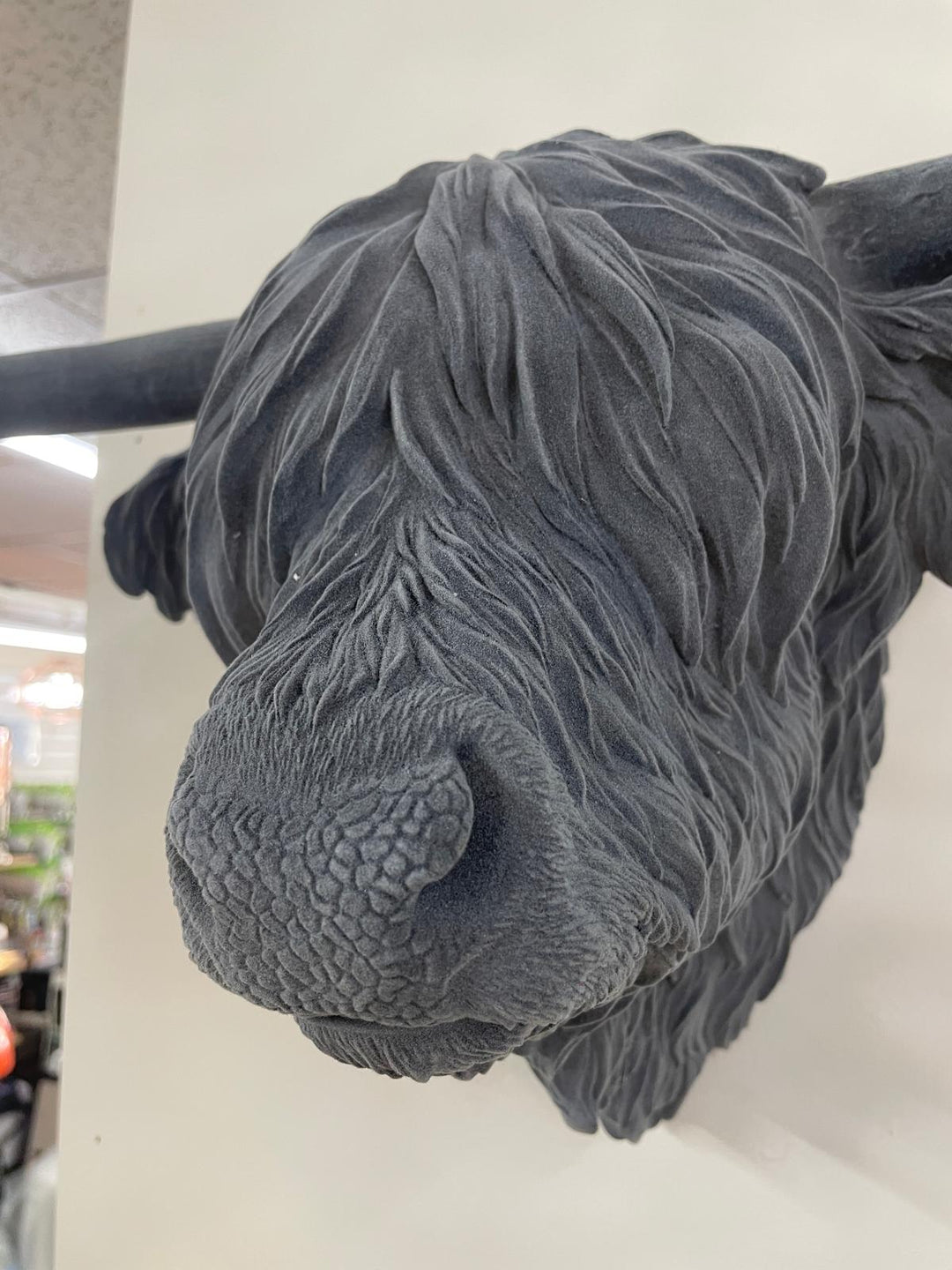 Scottish Highland Cow grey velvet head wall mounted ornament