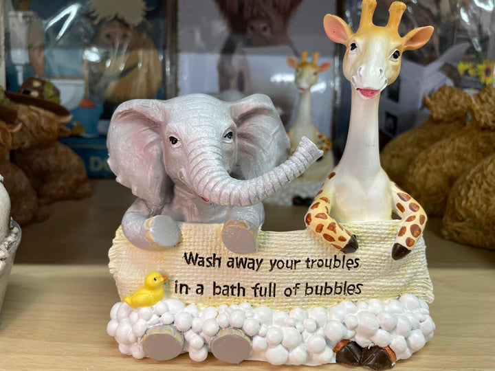 Giraffe & Elephant-Bath time Buddies ornament bubble bath decor