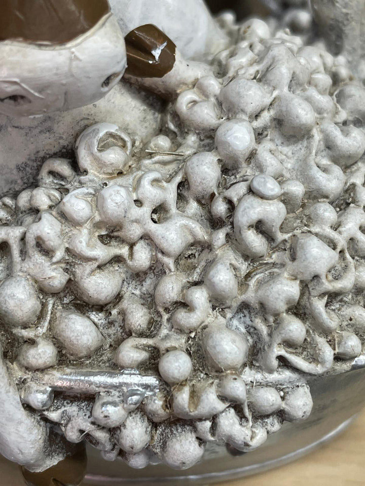 Cow brown & white in a bubble bath-silver bath ornament