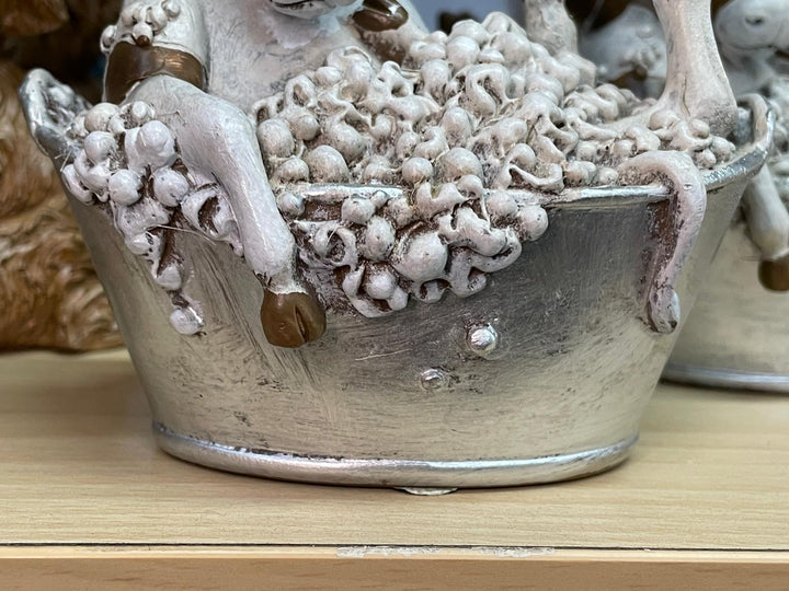 Cow brown & white in a bubble bath-silver bath ornament