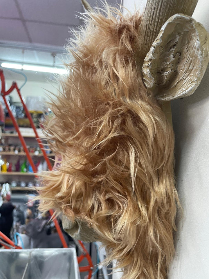 Woolly Highland Cow brown head wall mounted brown ornament