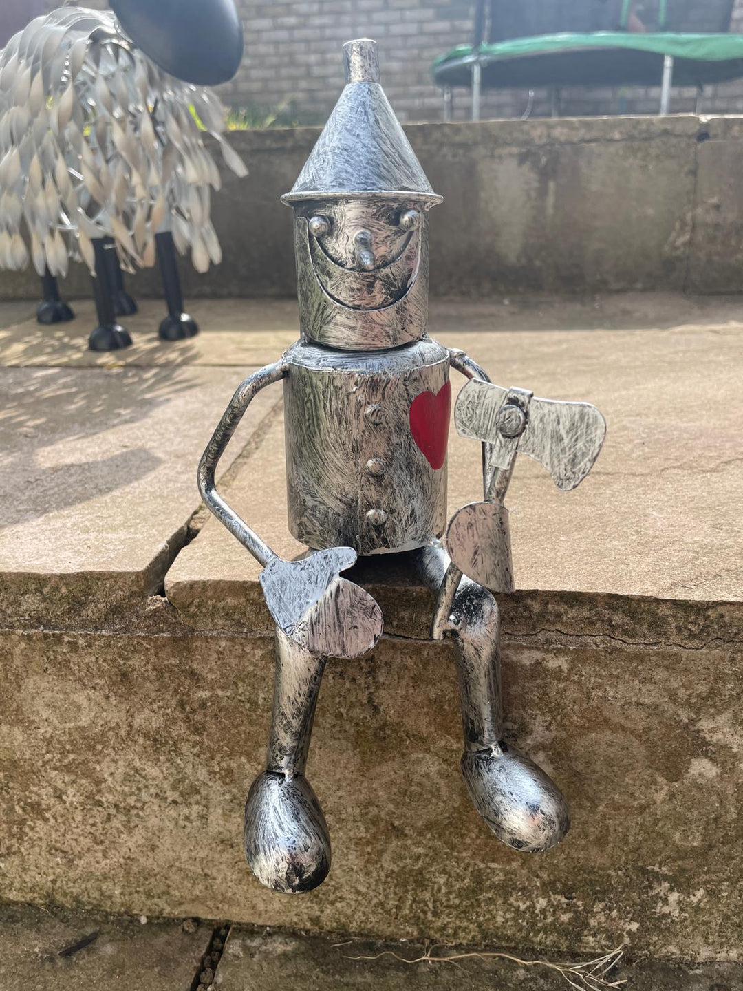Mini Tin Man Metal Garden Ornament Wizard of Oz Silver statue