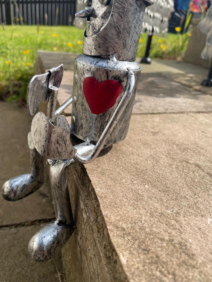 Mini Tin Man Metal Garden Ornament Wizard of Oz Silver statue