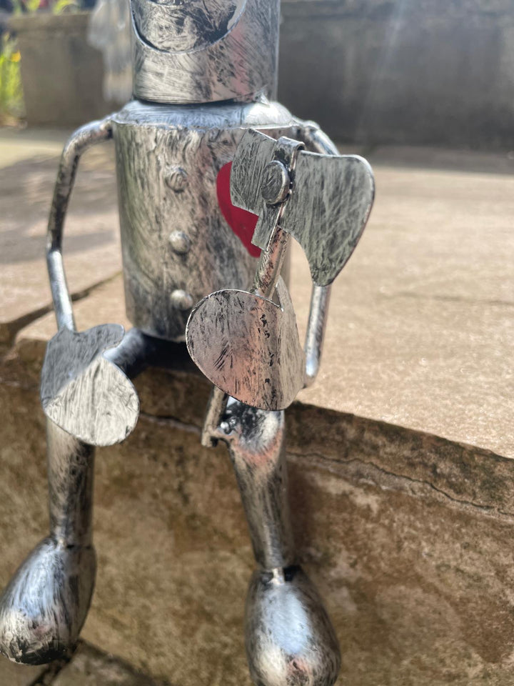 Mini Tin Man Metal Garden Ornament Wizard of Oz Silver statue
