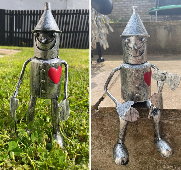 Mini Tin Man Metal Garden Ornament Wizard of Oz Silver statue