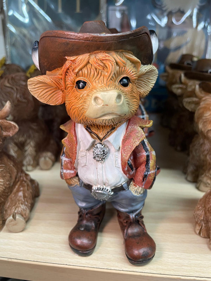 Brown Highland Cow with Cowboy hat Ornament
